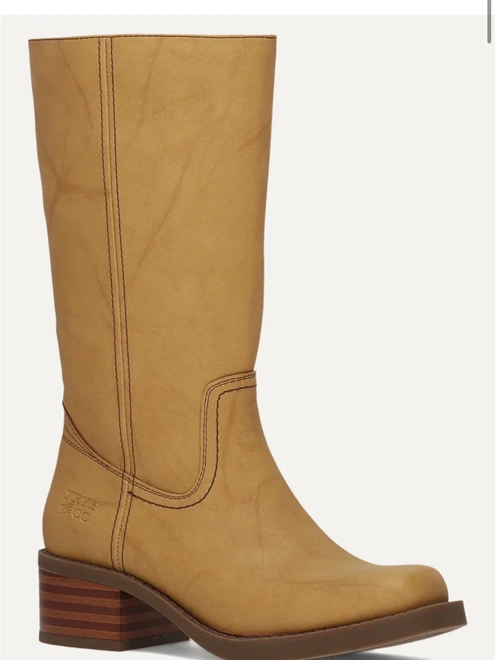 Frye and Co Miranda 14 Tan Faux Leather Mid-Calf Girl’s Boots size 3